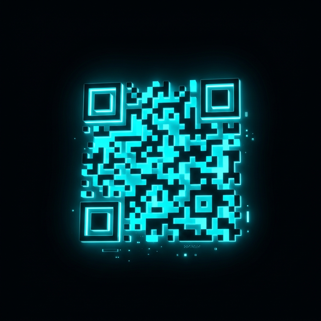 QR Studio Glowing Cyan QR Code Hero Image